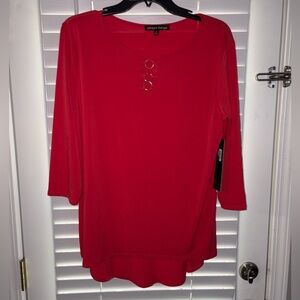 Always Indigo Red Top with Ring Accents